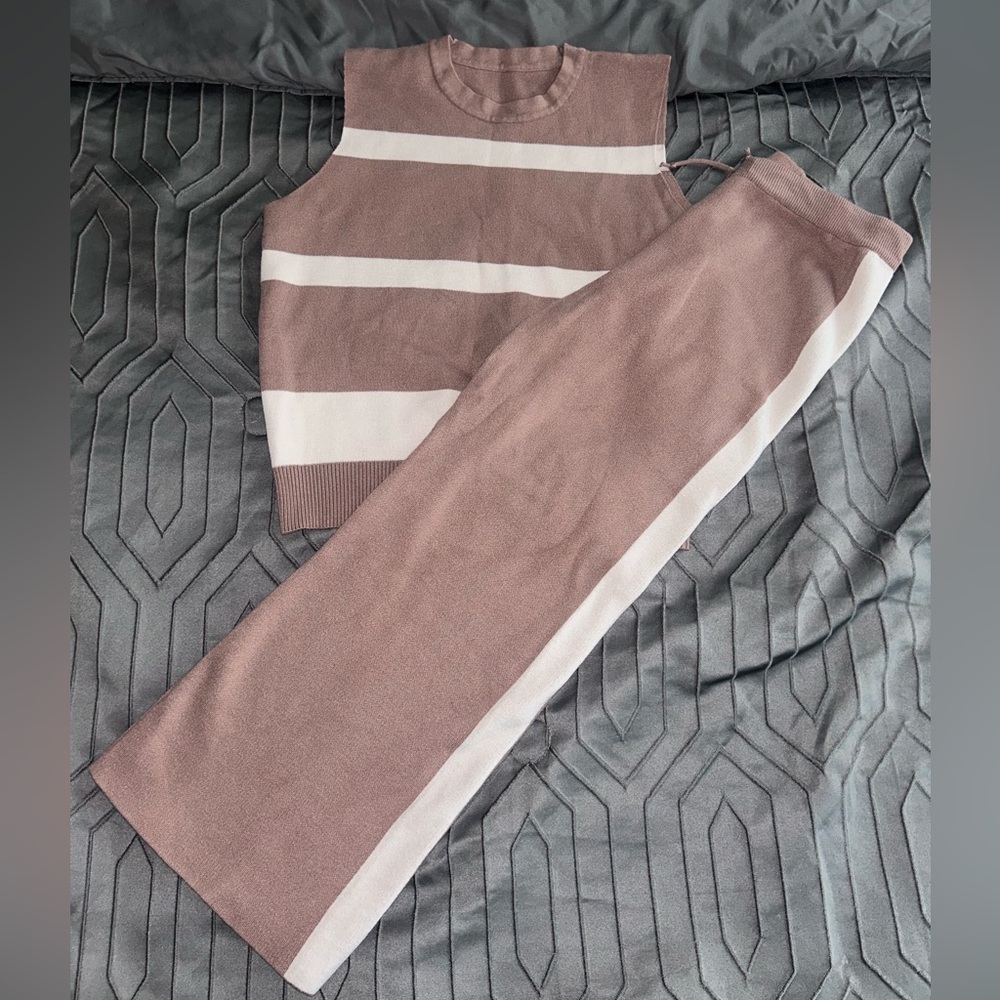 Sweater Vest + Wide Leg Pant Set